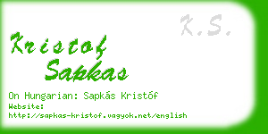 kristof sapkas business card