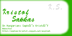 kristof sapkas business card